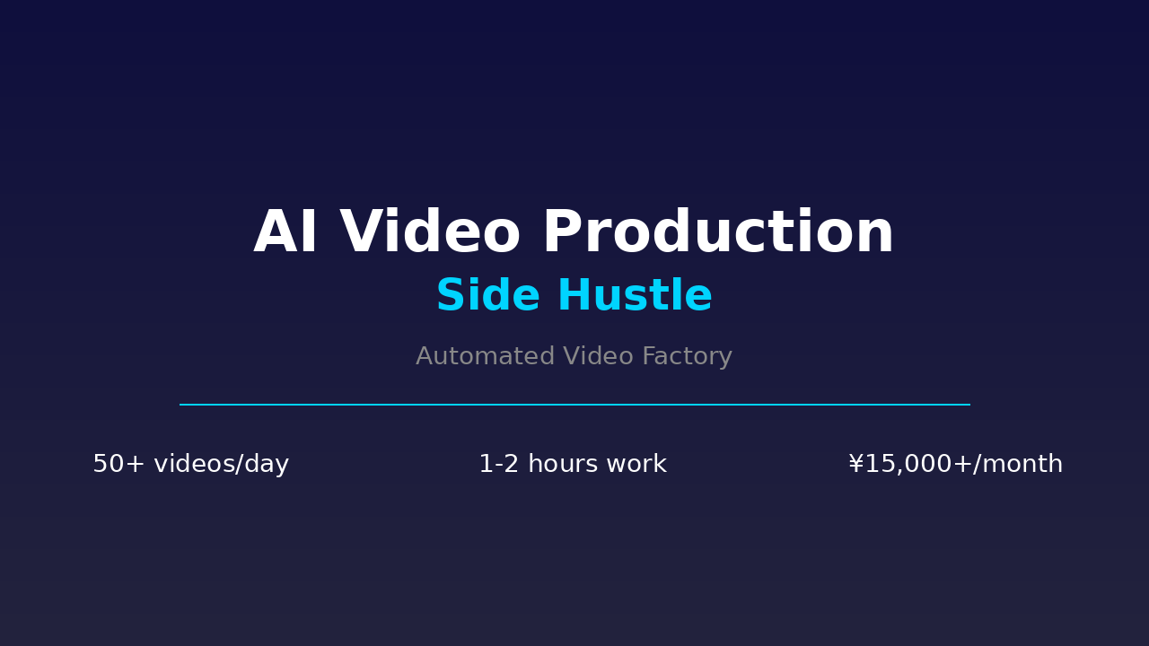 Featured image of post AI 自动化视频生成副业：用 AI 批量生产短视频月入 15000+
