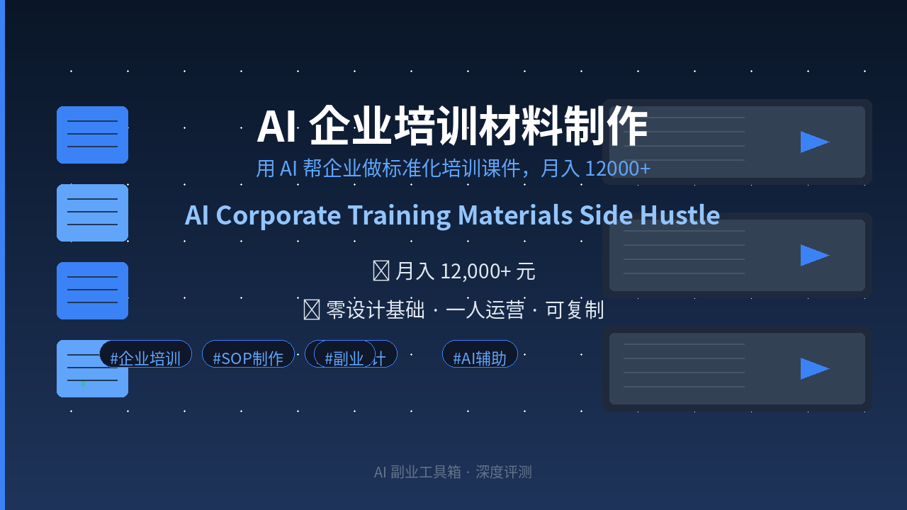 Featured image of post AI 企业培训材料制作副业：用 AI 帮企业做标准化培训课件月入 12000+ 的实操指南