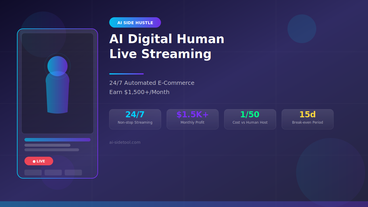 Featured image of post AI Digital Human Live Streaming Side Hustle: 24/7 Automated E-Commerce for $1,500+/Month