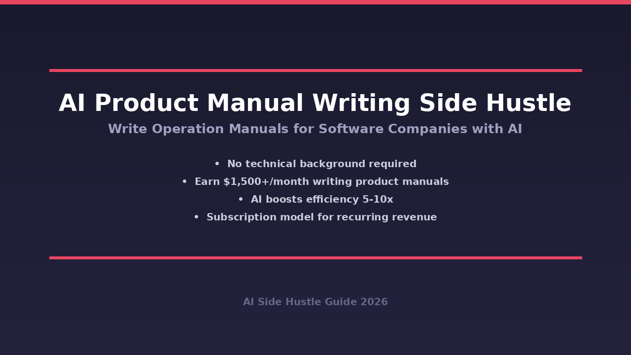 AI Product Manual Writing Side Hustle: Write Operation Manuals for Software Companies, Earn $1,500+/Month